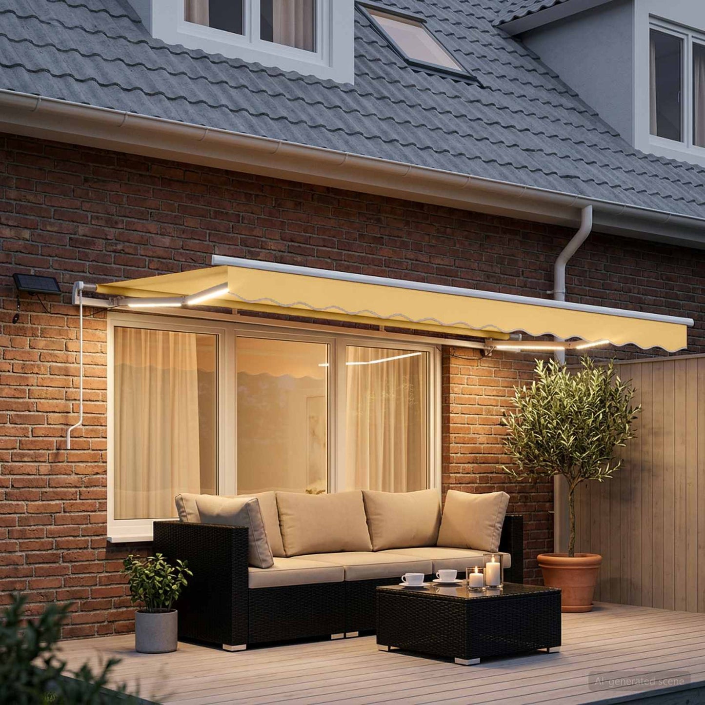 vidaXL Αναδιπλούμενη τέντα Άμμος 400 x 350 εκ Ύφασμα και αλουμίνιο