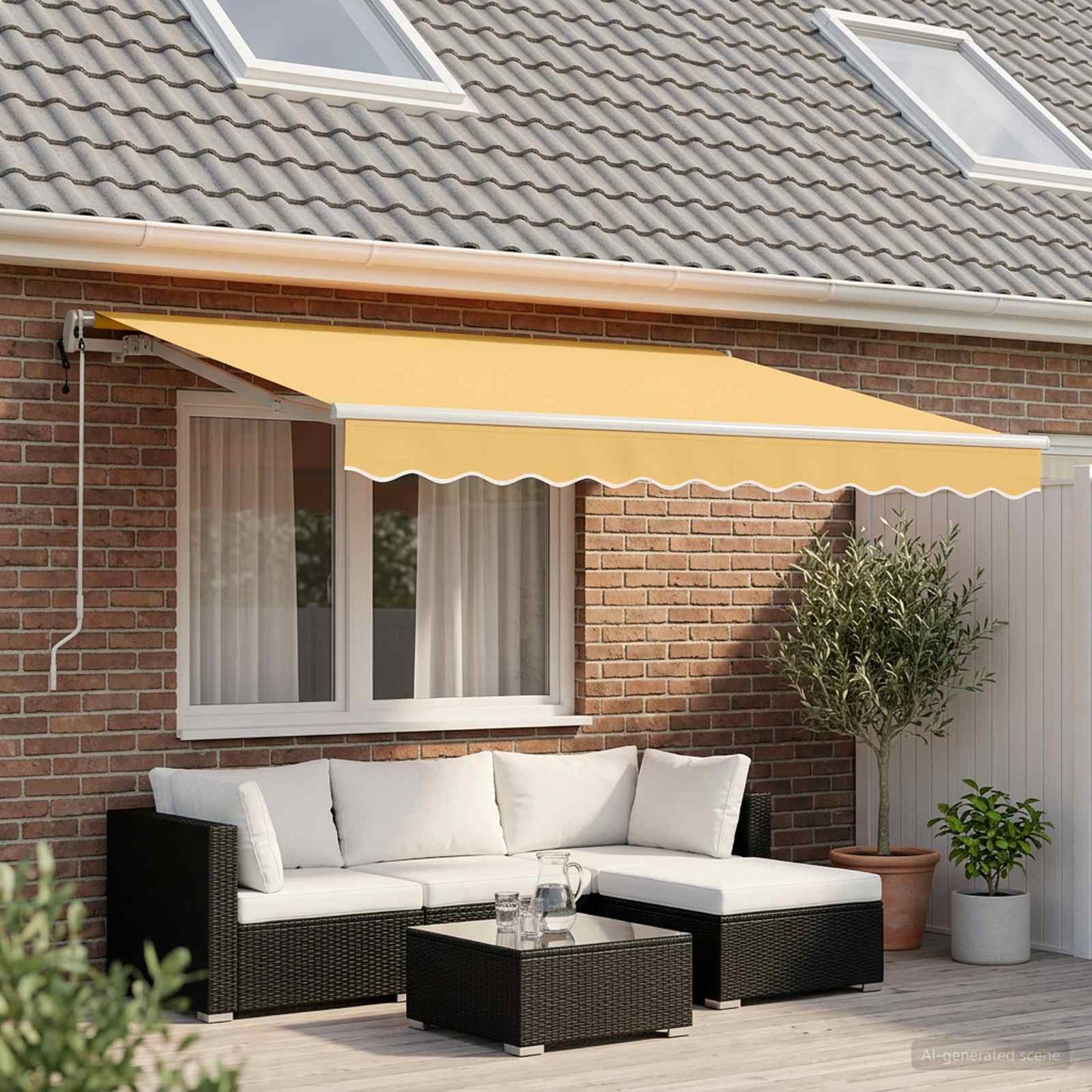 vidaXL Αναδιπλούμενη τέντα Άμμος 400 x 350 εκ Ύφασμα και αλουμίνιο