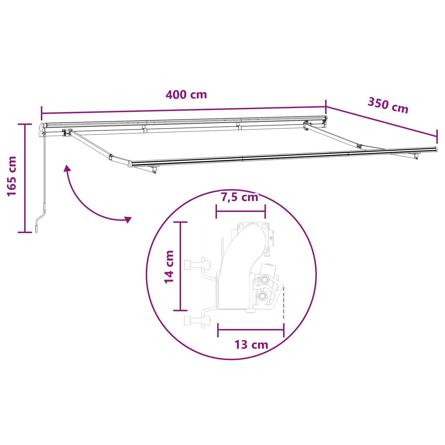 vidaXL Αναδιπλούμενη τέντα Άμμος 400 x 350 εκ