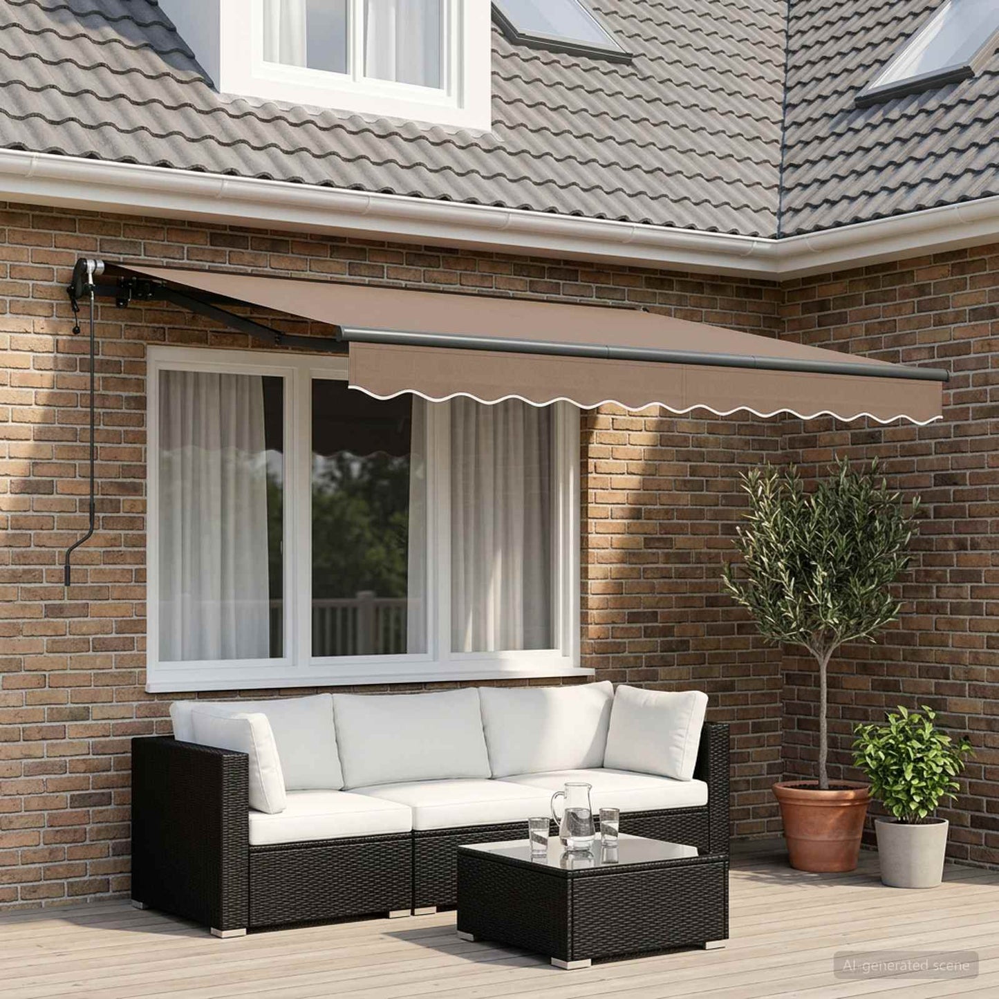 vidaXL Αναδιπλούμενη τέντα Taupe 400 x 350 εκ Ύφασμα και αλουμίνιο