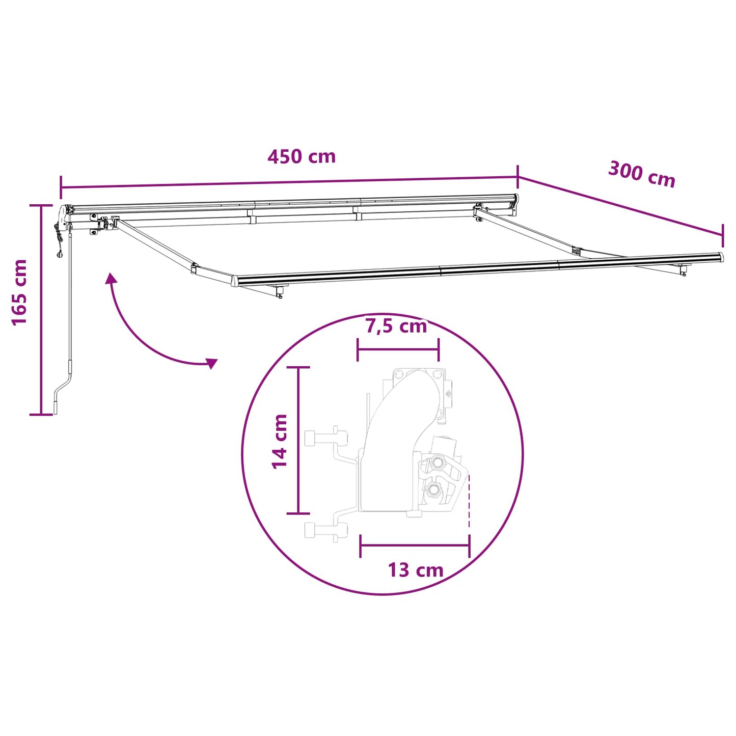 vidaXL Αναδιπλούμενη τέντα Άμμος 450 x 300 εκ Ύφασμα και αλουμίνιο