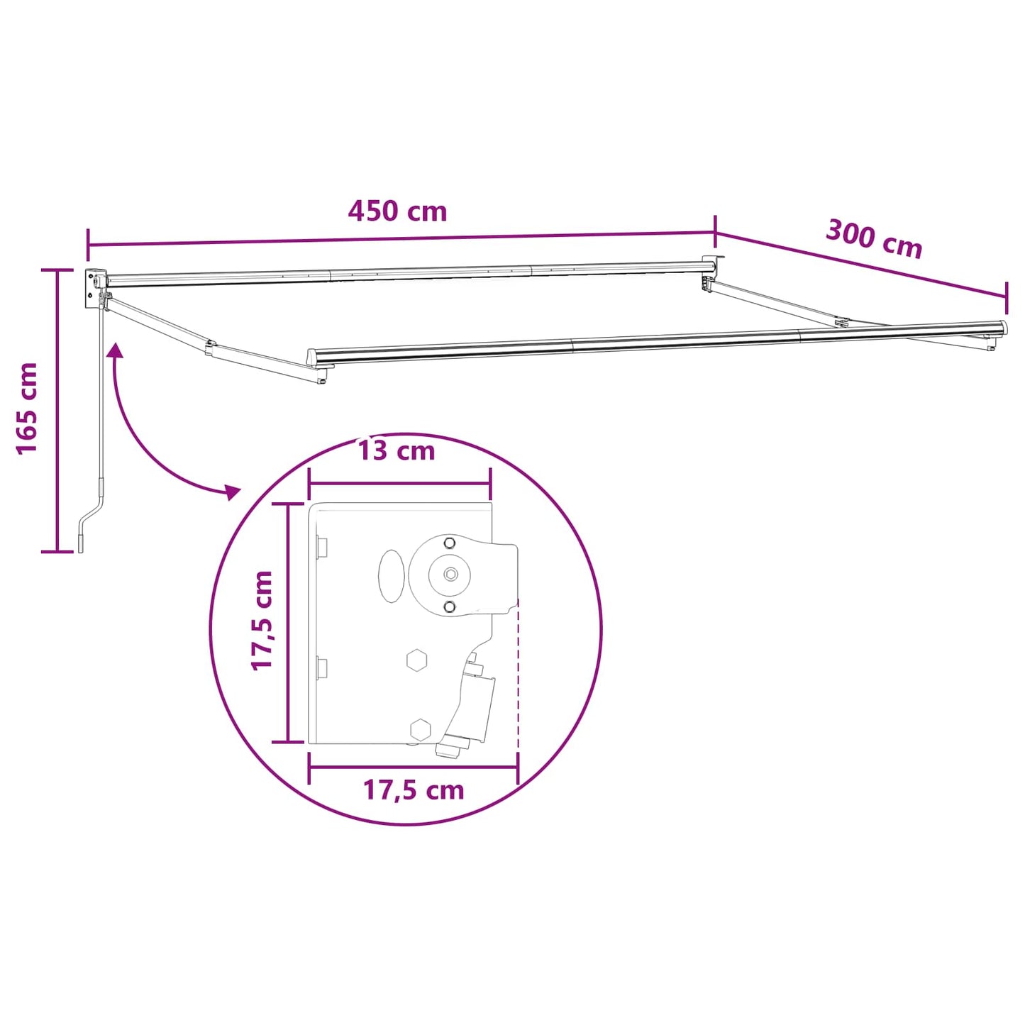 vidaXL Αναδιπλούμενη τέντα Άμμος 4,5 x 3 μ