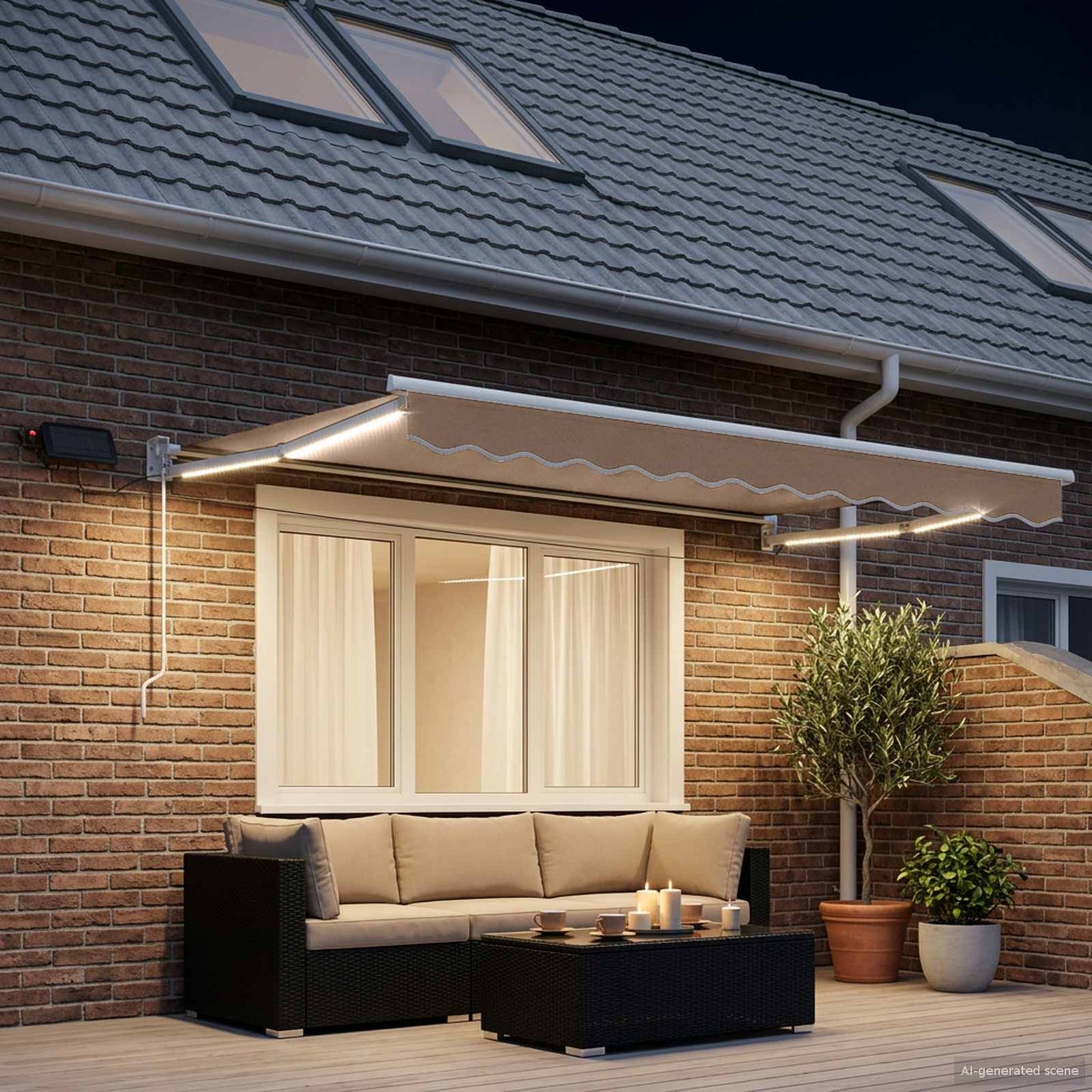 vidaXL Χειροκίνητη αναδιπλούμενη τέντα με LED Taupe