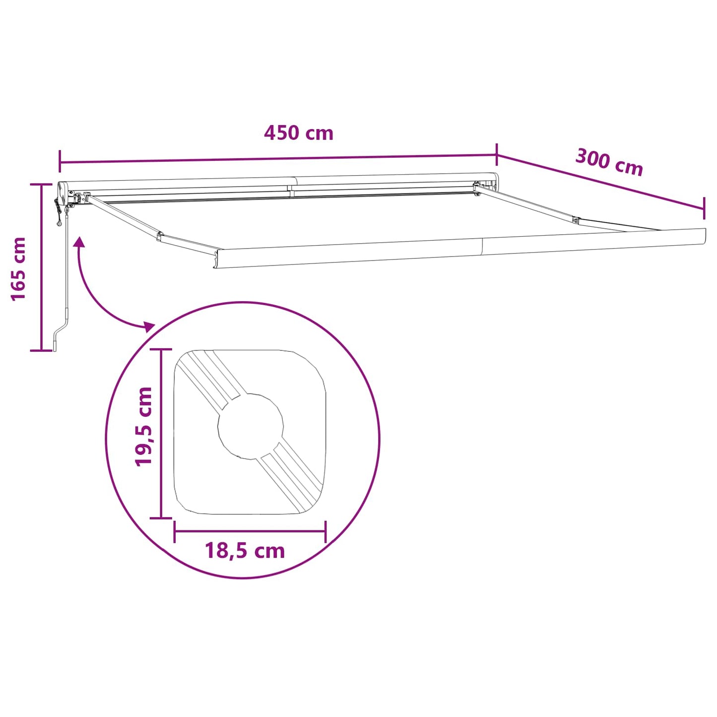 vidaXL Αναδιπλούμενη τέντα Taupe 450 x 300 εκ Ύφασμα και Μέταλλο