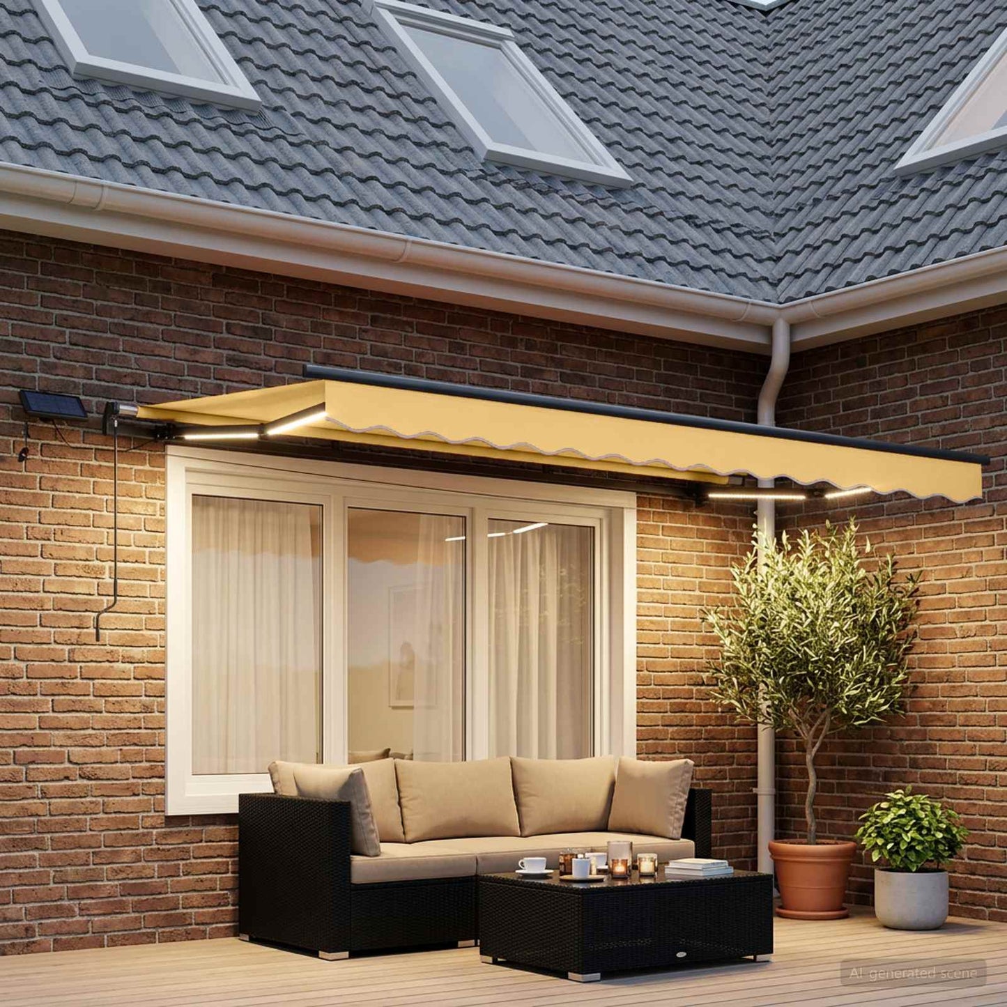 vidaXL Αναδιπλούμενη τέντα Άμμος 450 x 350 εκ Ύφασμα και αλουμίνιο