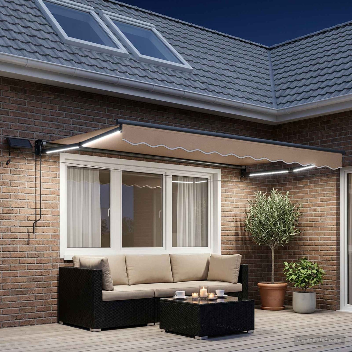 vidaXL Χειροκίνητη αναδιπλούμενη τέντα με LED Taupe