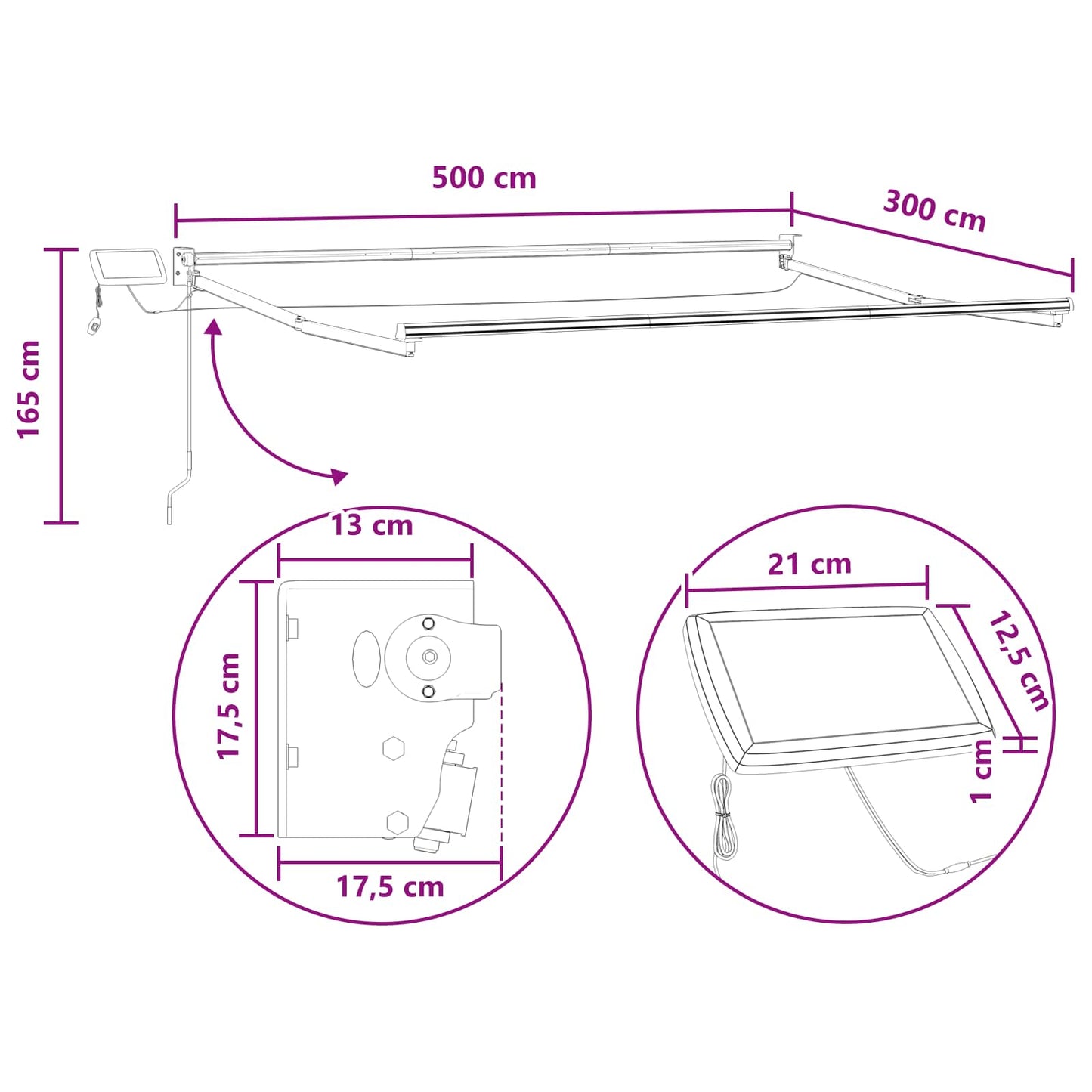 vidaXL Χειροκίνητη αναδιπλούμενη τέντα με LED Taupe