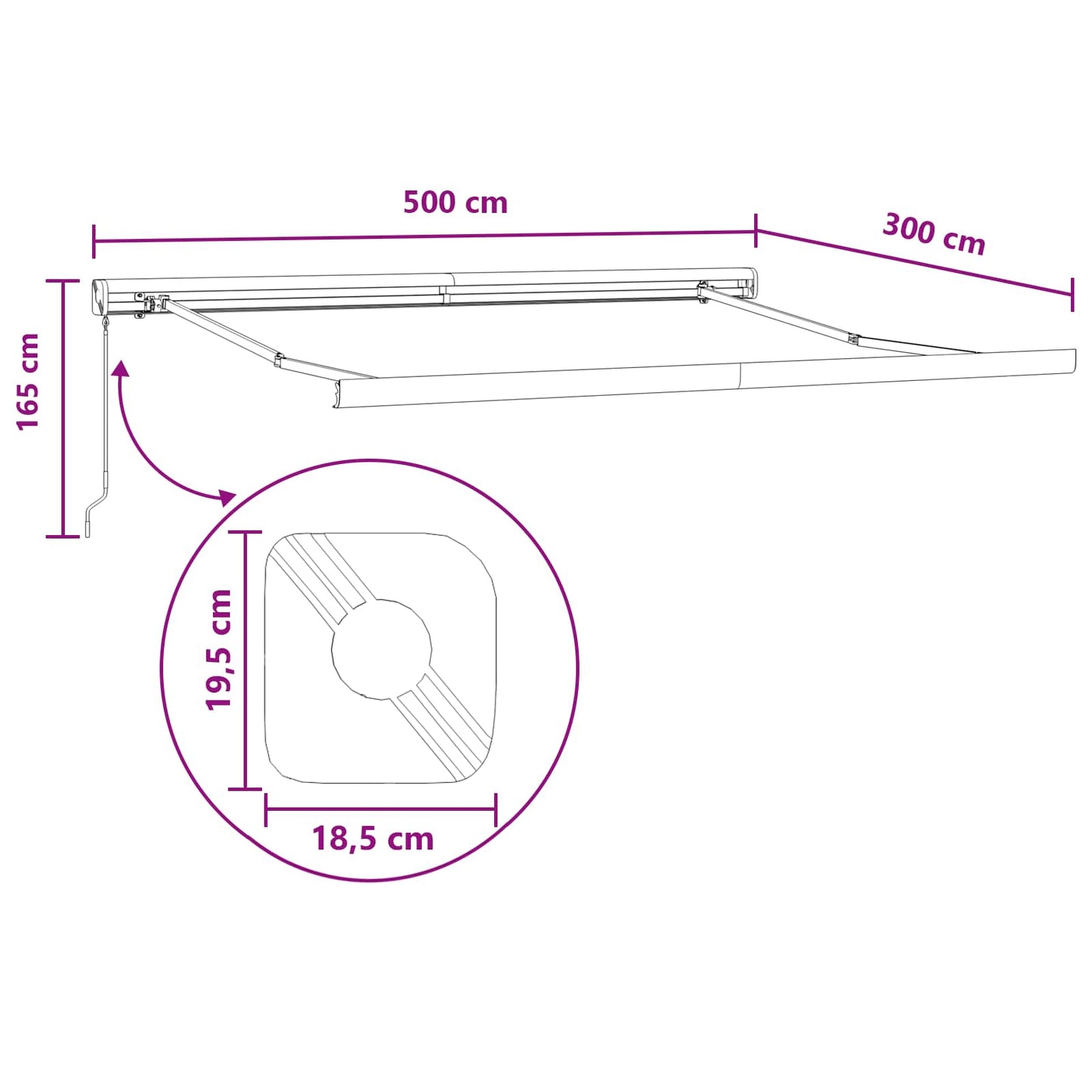 vidaXL Αναδιπλούμενη τέντα Taupe 500 x 300 εκ Καμβάς και Αλουμίνιο