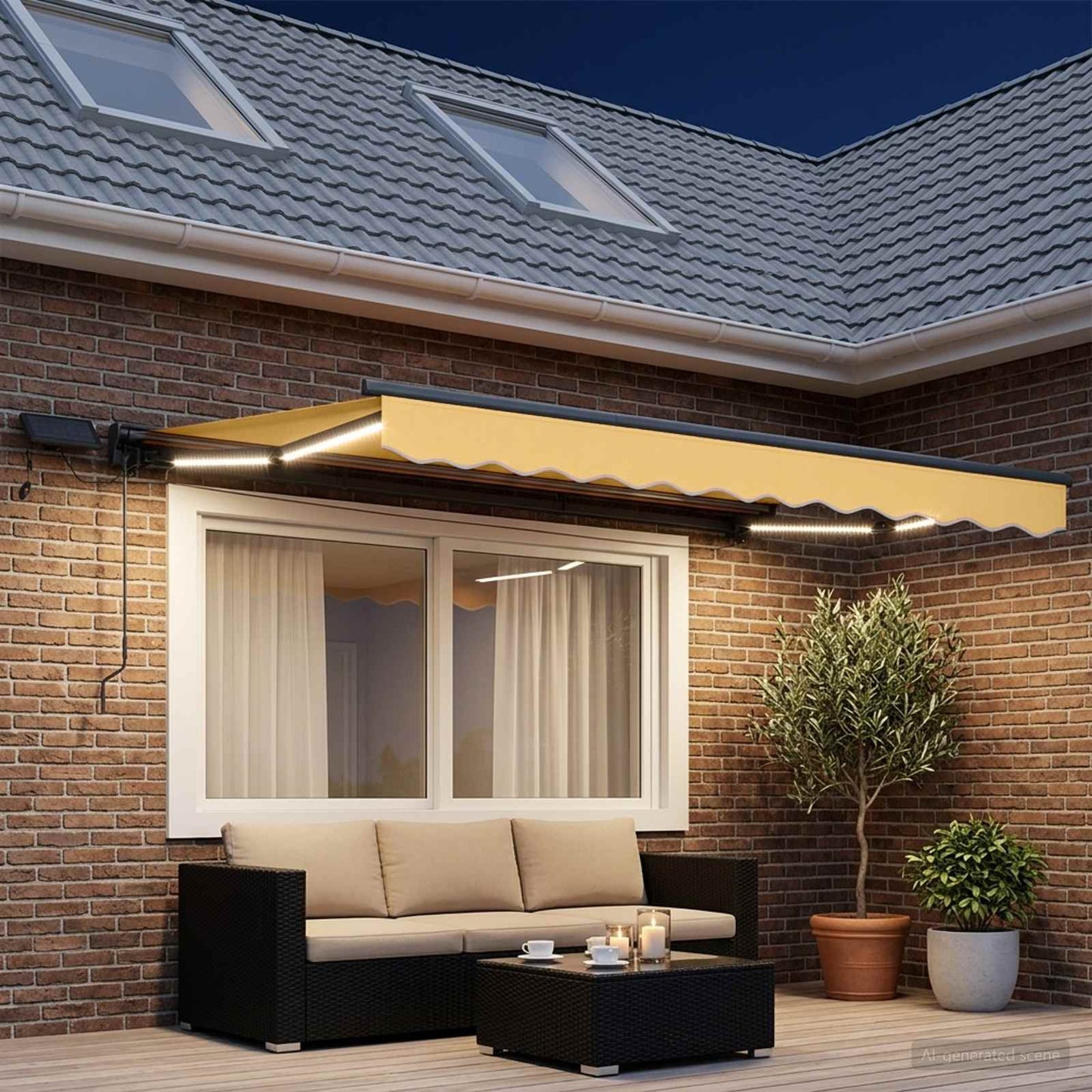 vidaXL Χειροκίνητο πλαίσιο τέντας με LED Άμμος 5 x 3,5 μ