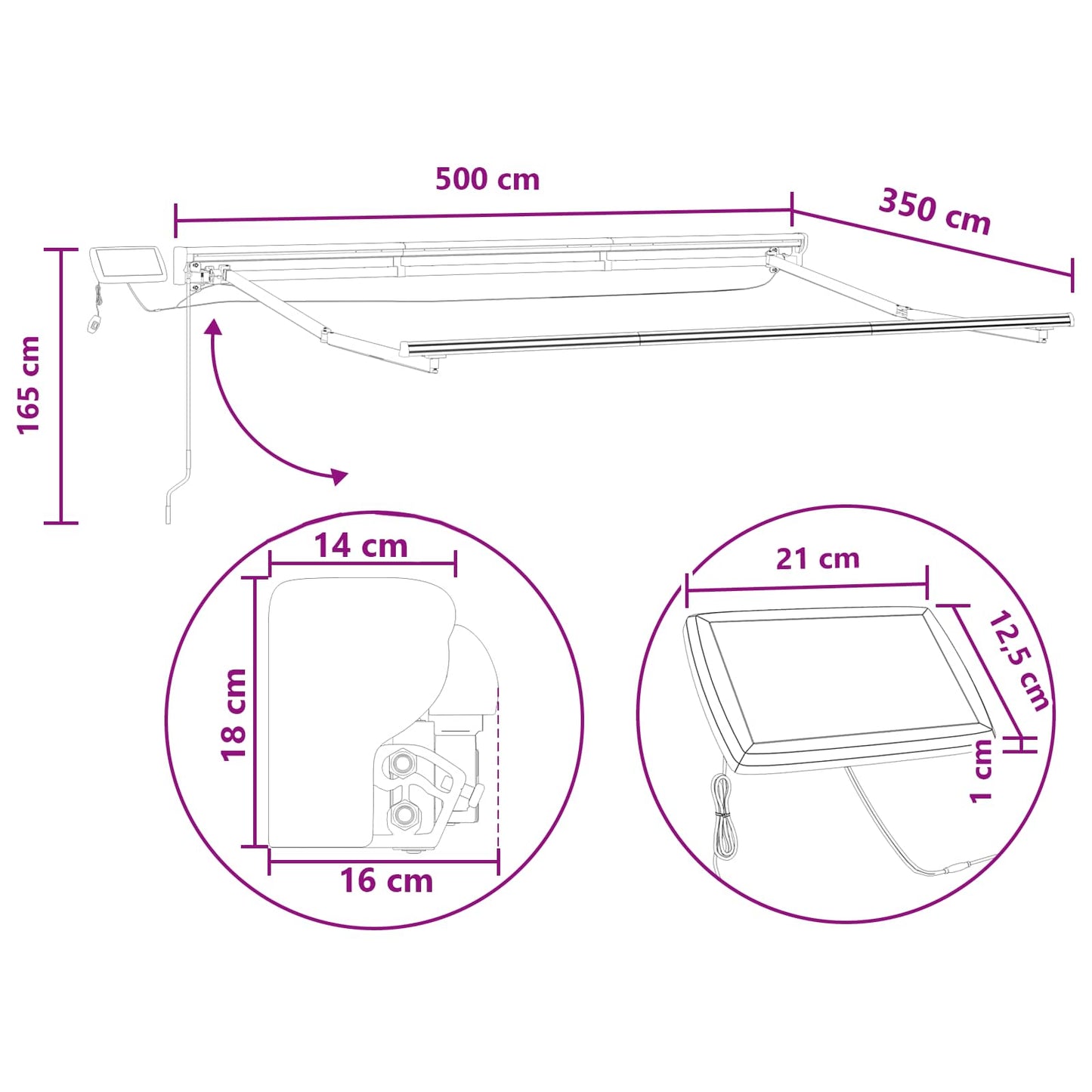 vidaXL Χειροκίνητο πλαίσιο τέντας με LED Άμμος 5 x 3,5 μ