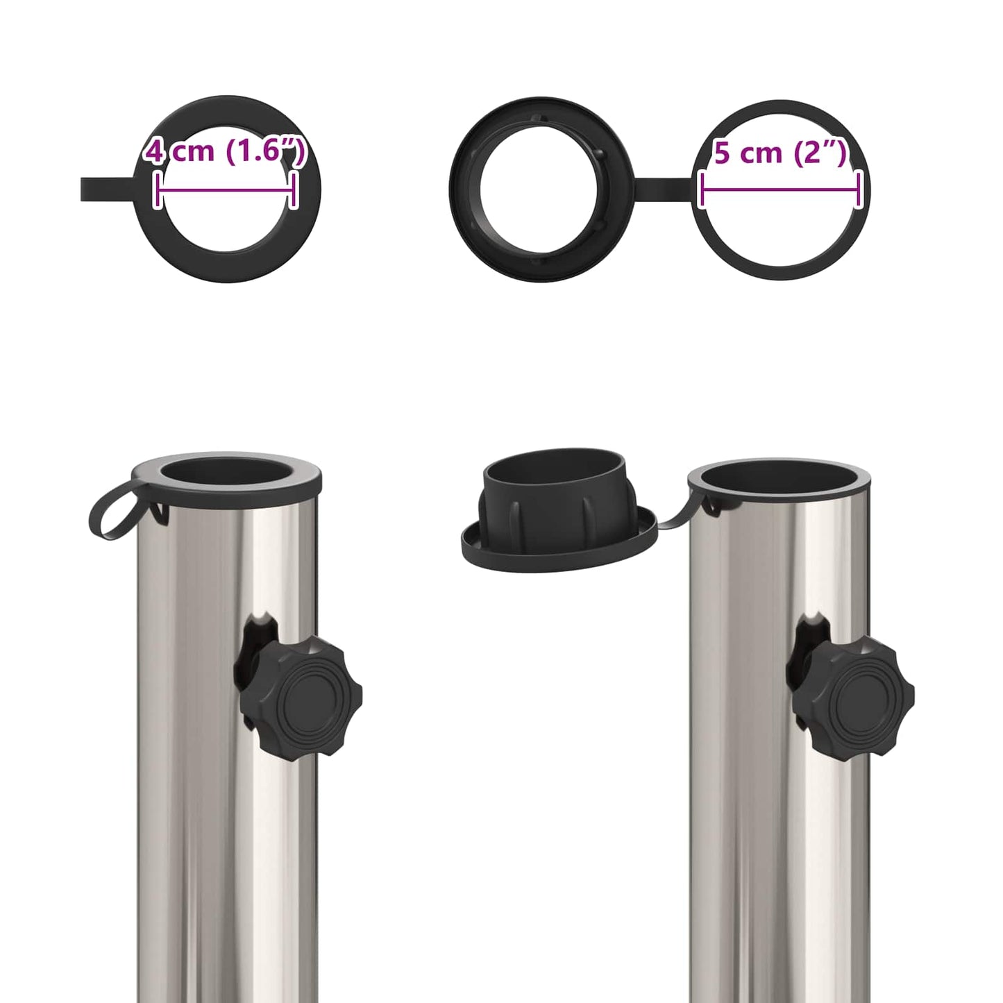 vidaXL Βάση παρασόλ για στύλους 40-50 χιλιοστών 26.75 kg Μαύρο