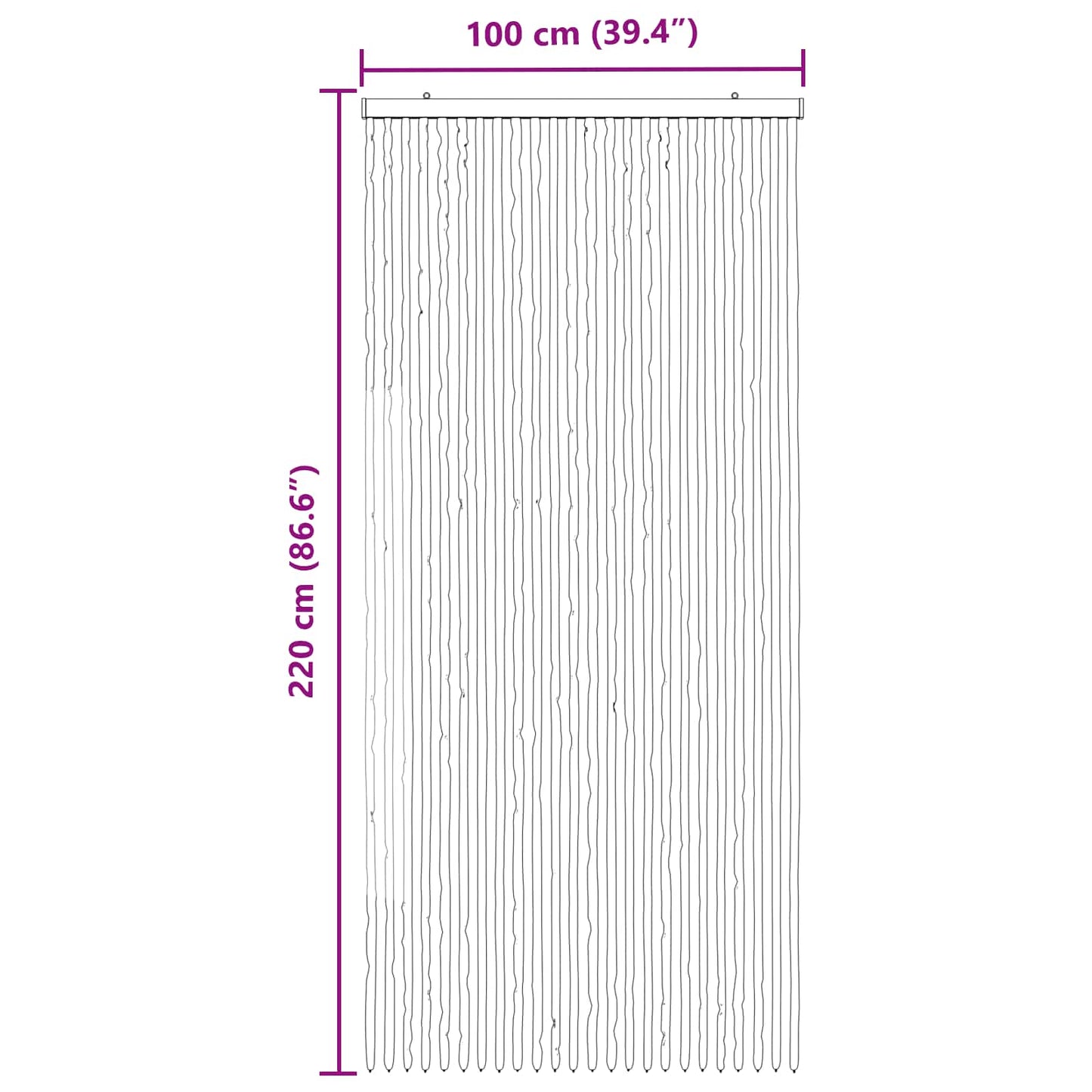 vidaXL Κουρτίνα εντόμων Chenille Ανοιχτό Γκρι και Λευκό 100 x 220 cm
