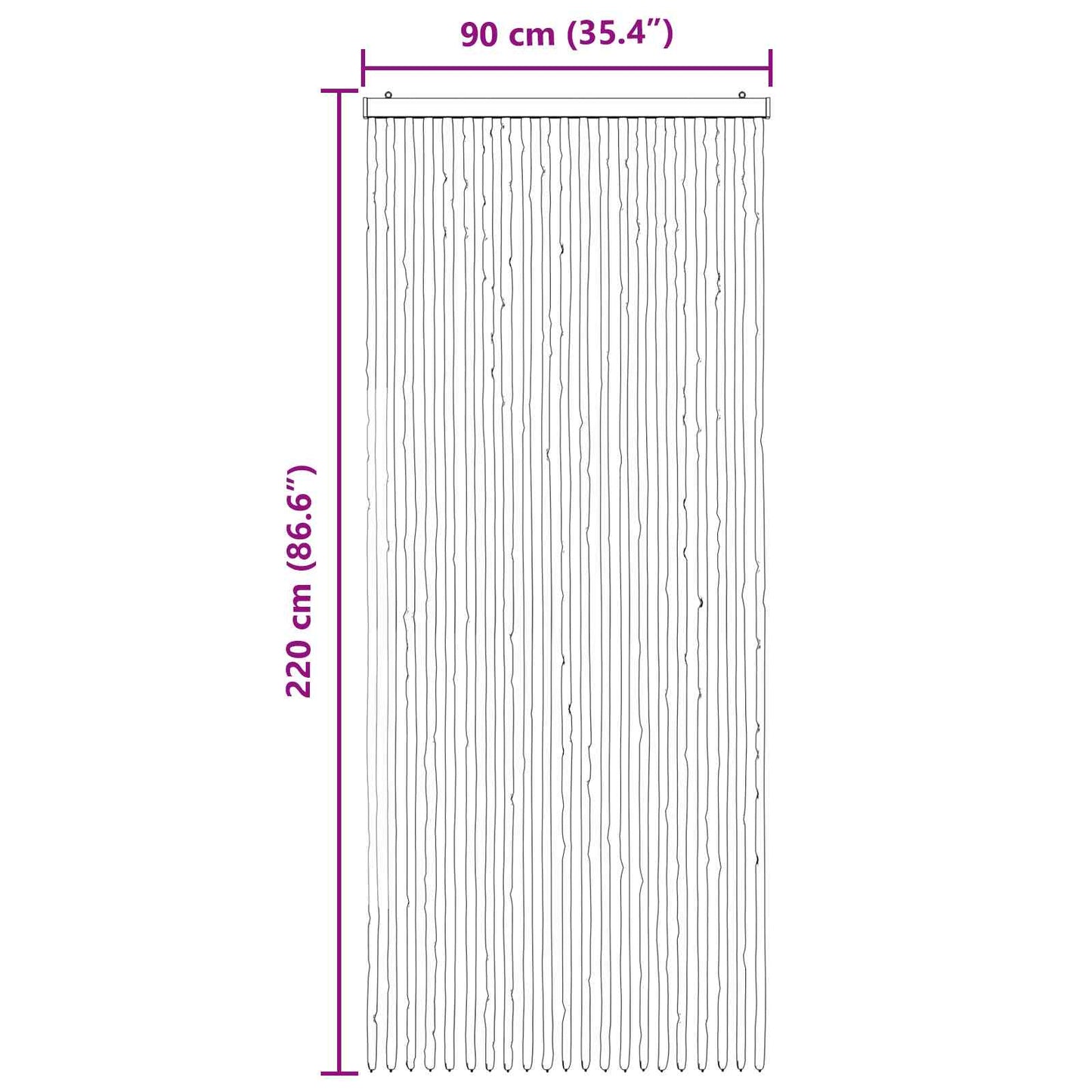 vidaXL Κουρτίνα εντόμων Chenille Γκρι και Μαύρο 90 x 220 cm 100% PP