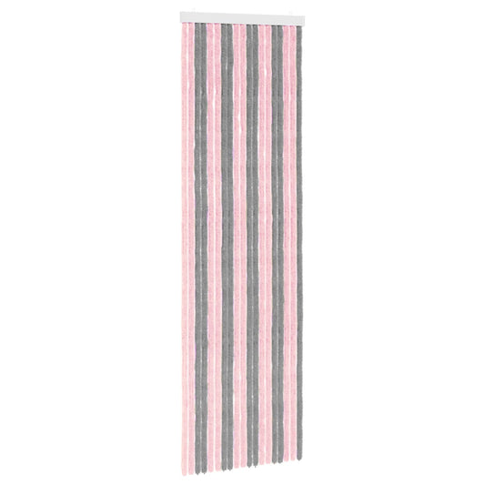 vidaXL Κουρτίνα εντόμων Chenille Ασημί Γκρι και Ροζ 56 x 185 cm