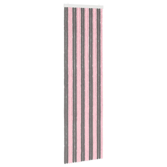 vidaXL Κουρτίνα εντόμων Chenille Ασημί Γκρι και Ροζ 56 x 200 cm