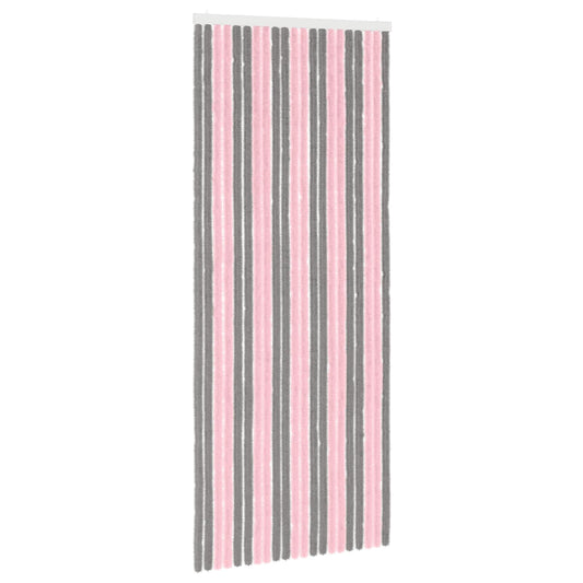 vidaXL Κουρτίνα εντόμων Chenille Ασημί Γκρι και Ροζ 90 x 220 cm