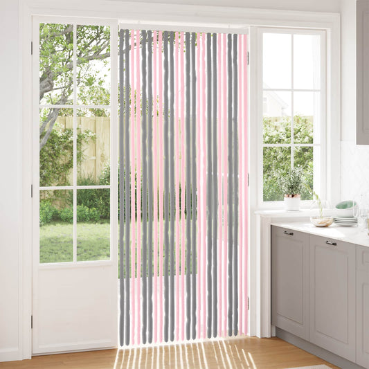 vidaXL Κουρτίνα εντόμων Chenille Ασημί Γκρι και Ροζ 100 x 230 cm