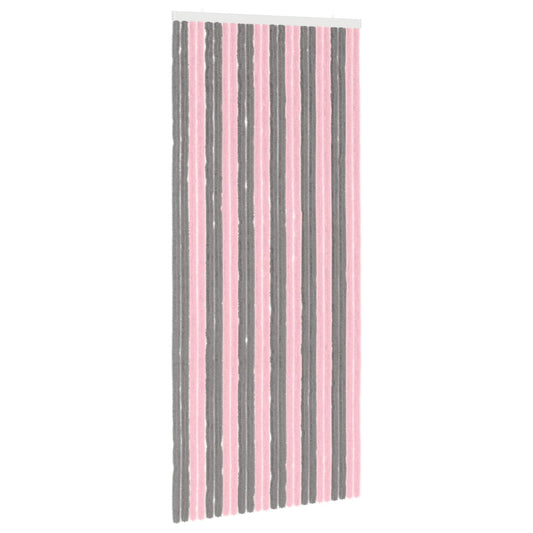 vidaXL Κουρτίνα εντόμων Chenille Ασημί Γκρι και Ροζ 100 x 230 cm