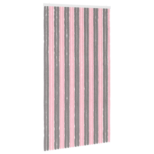 vidaXL Κουρτίνα εντόμων Chenille Ασημί Γκρι και Ροζ 118 x 220 cm