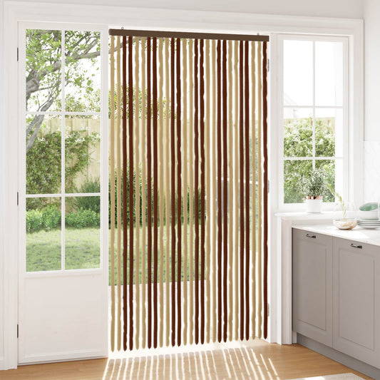 vidaXL Κουρτίνα εντόμων Chenille Καφέ και μπεζ 118 x 220 cm 100% PP
