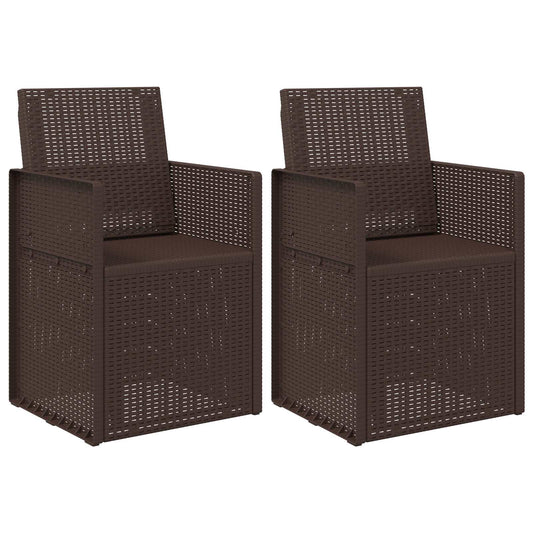 vidaXL Καρέκλες Εστιατορίου Κήπου 2 pcs Καφέ PP