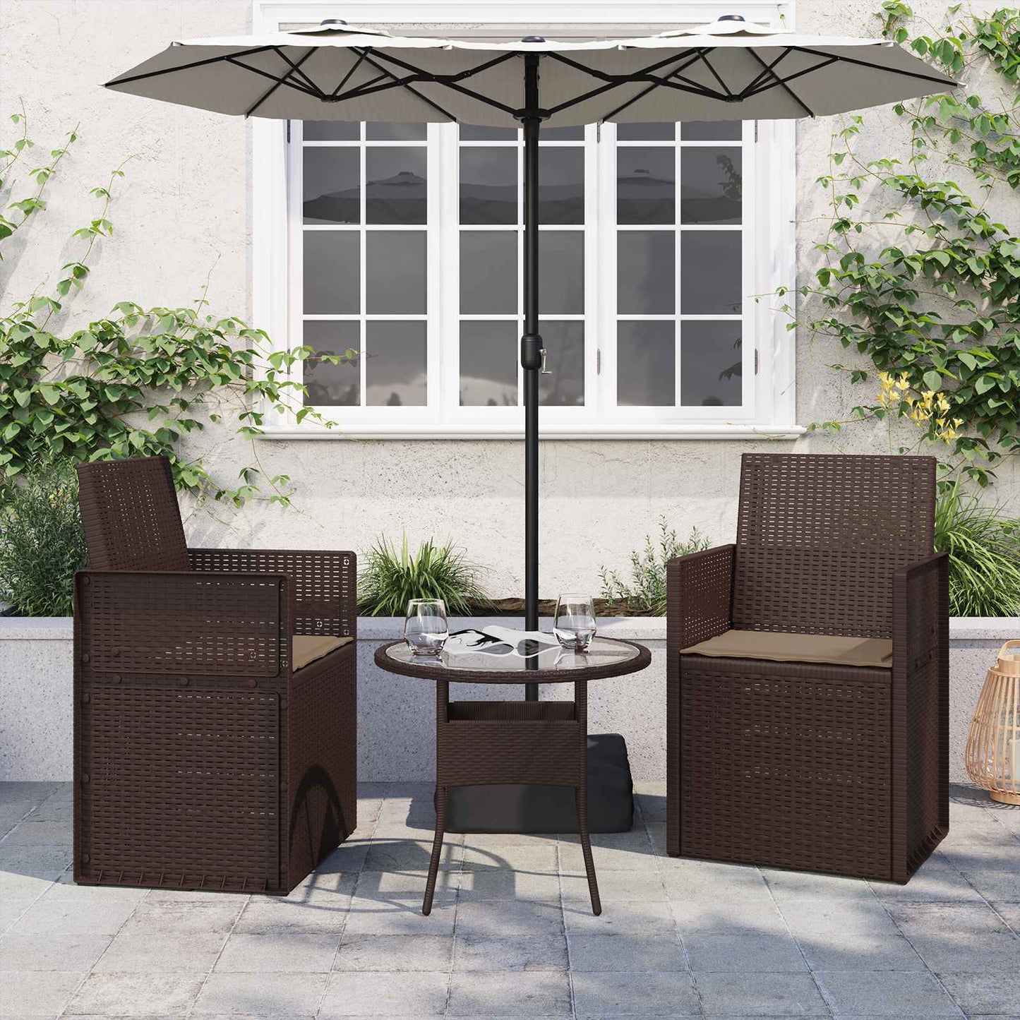 vidaXL Μαξιλάρια καθισμάτων 2 pcs Taupe 47 x 36 x 2 εκ. Πολυεστέρας
