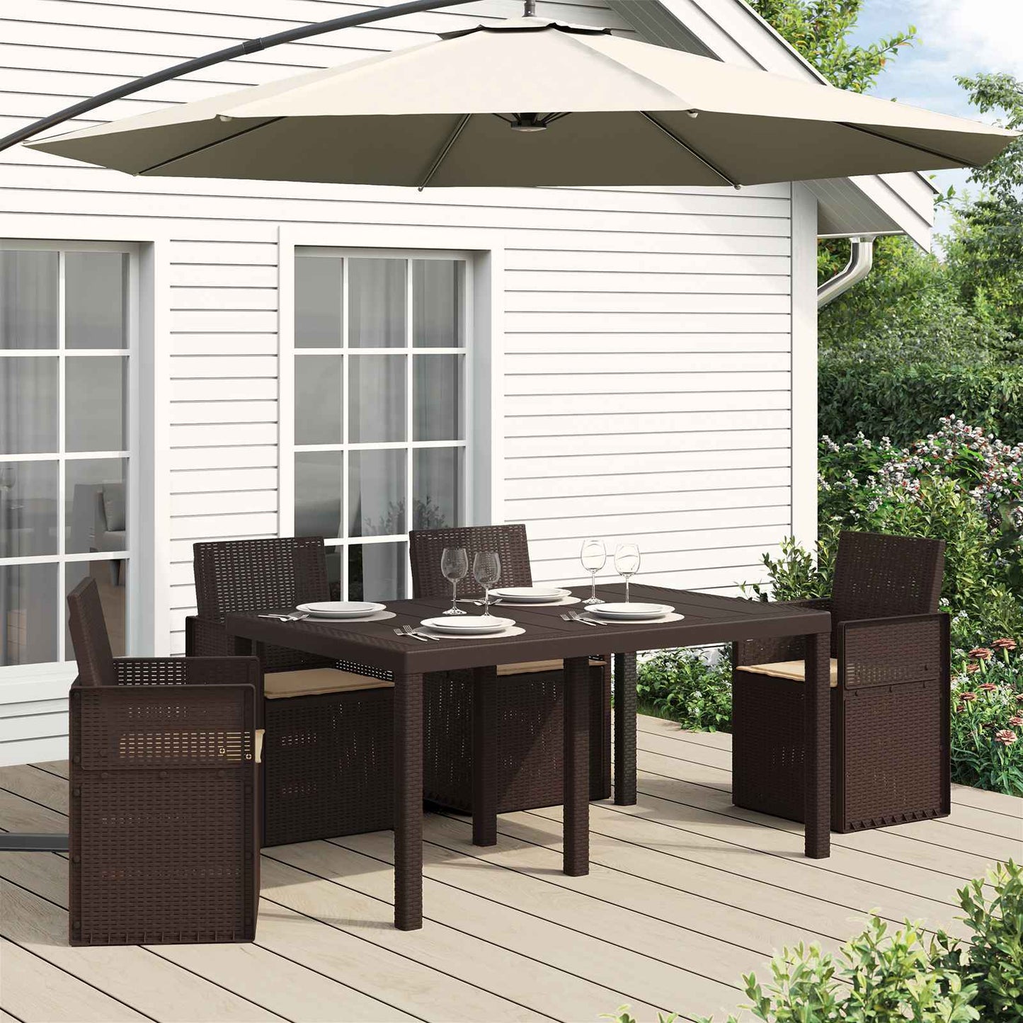 vidaXL Μαξιλάρια καθισμάτων 4 pcs Taupe 47 x 36 x 2 εκ. Πολυεστέρας