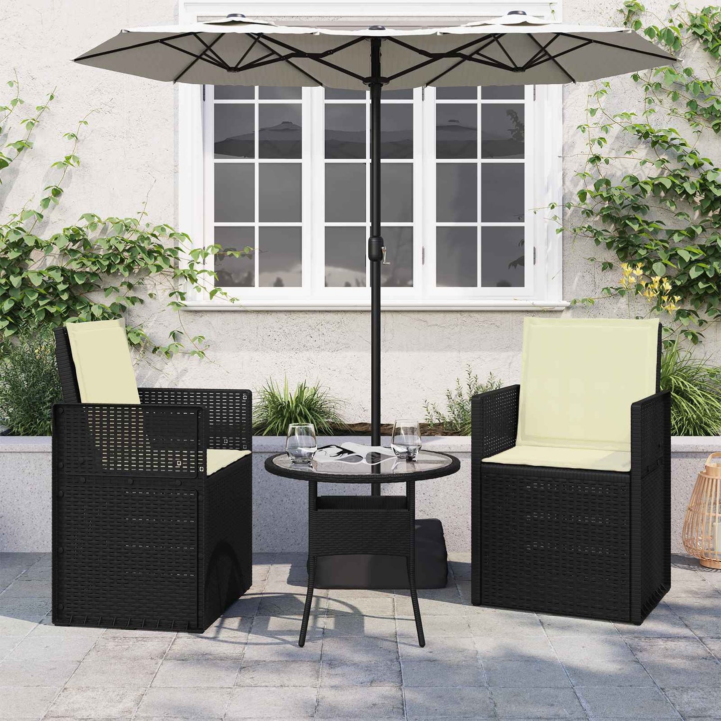 vidaXL Μαξιλάρια Καθίσματος και Πλάτης 2 pcs Κρεμ 47 x 45 x 2 εκ