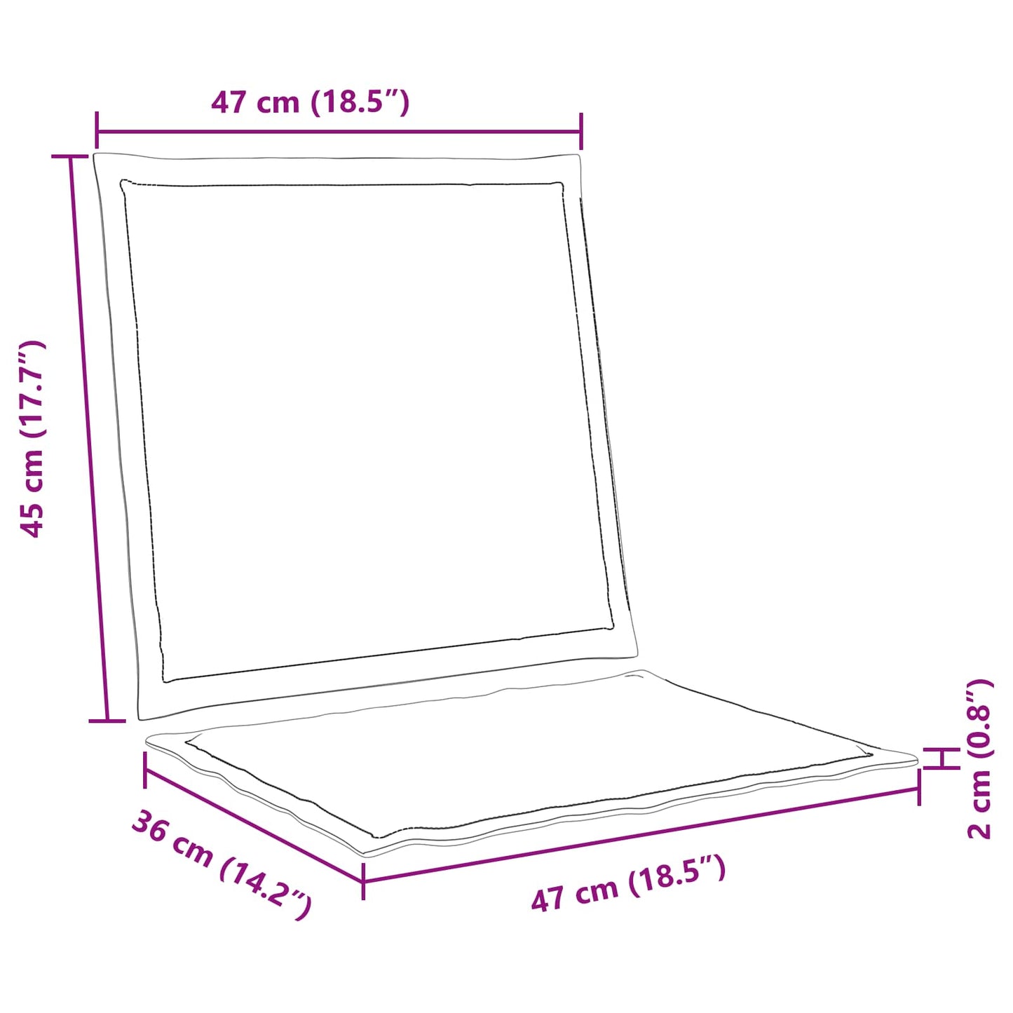 vidaXL Μαξιλάρια Καθίσματος και Πλάτης 2 pcs Κρεμ 47 x 45 x 2 εκ