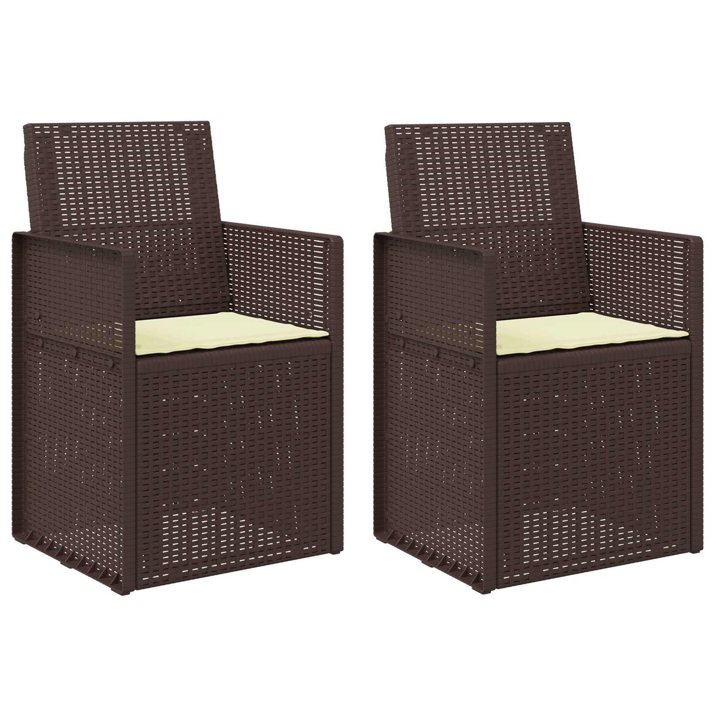vidaXL Καρέκλες Εστιατορίου Κήπου 2 pcs Καφέ και Κρεμ PP