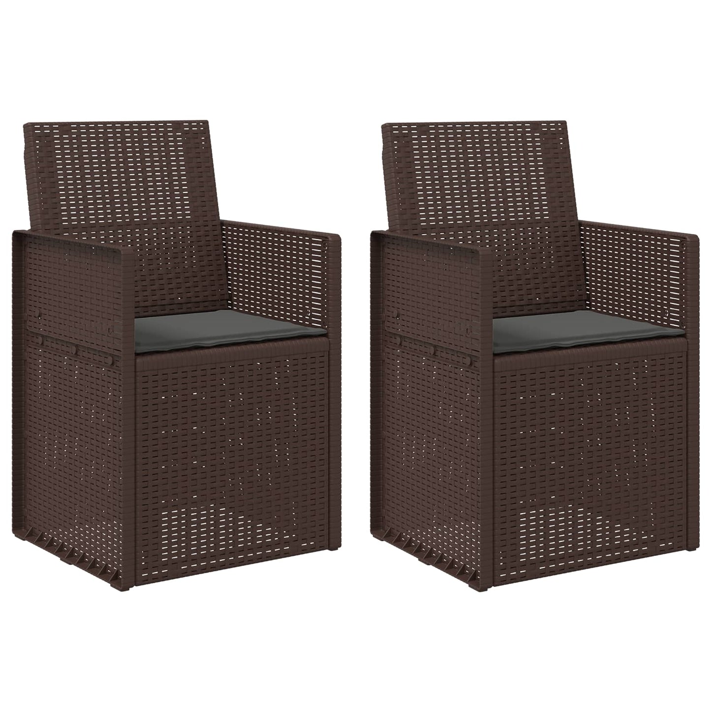 vidaXL Καρέκλες Εστιατορίου Κήπου 2 pcs Καφέ και Ανθρακί PP