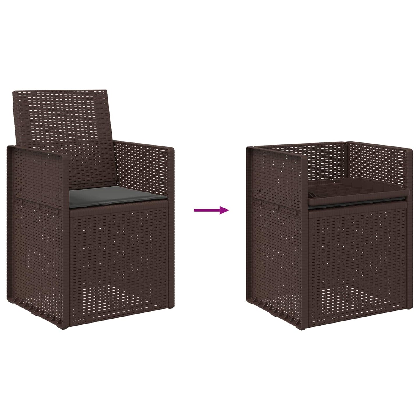 vidaXL Καρέκλες Εστιατορίου Κήπου 2 pcs Καφέ και Ανθρακί PP