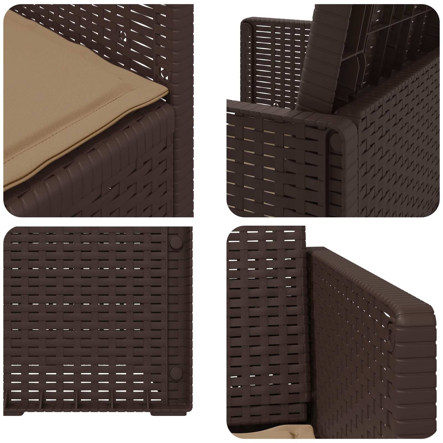 vidaXL Καρέκλες Εστιατορίου Κήπου 2 pcs Καφέ και Taupe PP