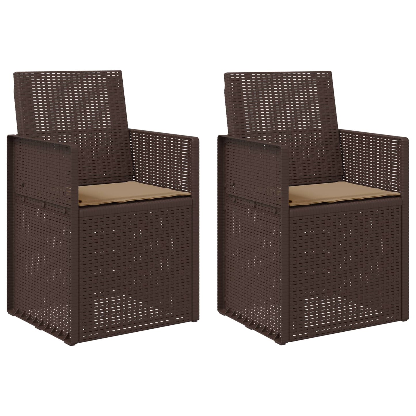 vidaXL Καρέκλες Εστιατορίου Κήπου 2 pcs Καφέ και Taupe PP