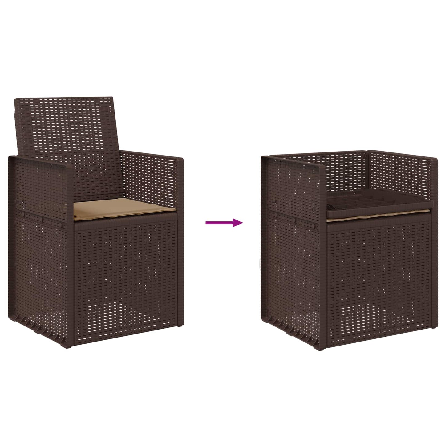 vidaXL Καρέκλες Εστιατορίου Κήπου 2 pcs Καφέ και Taupe PP