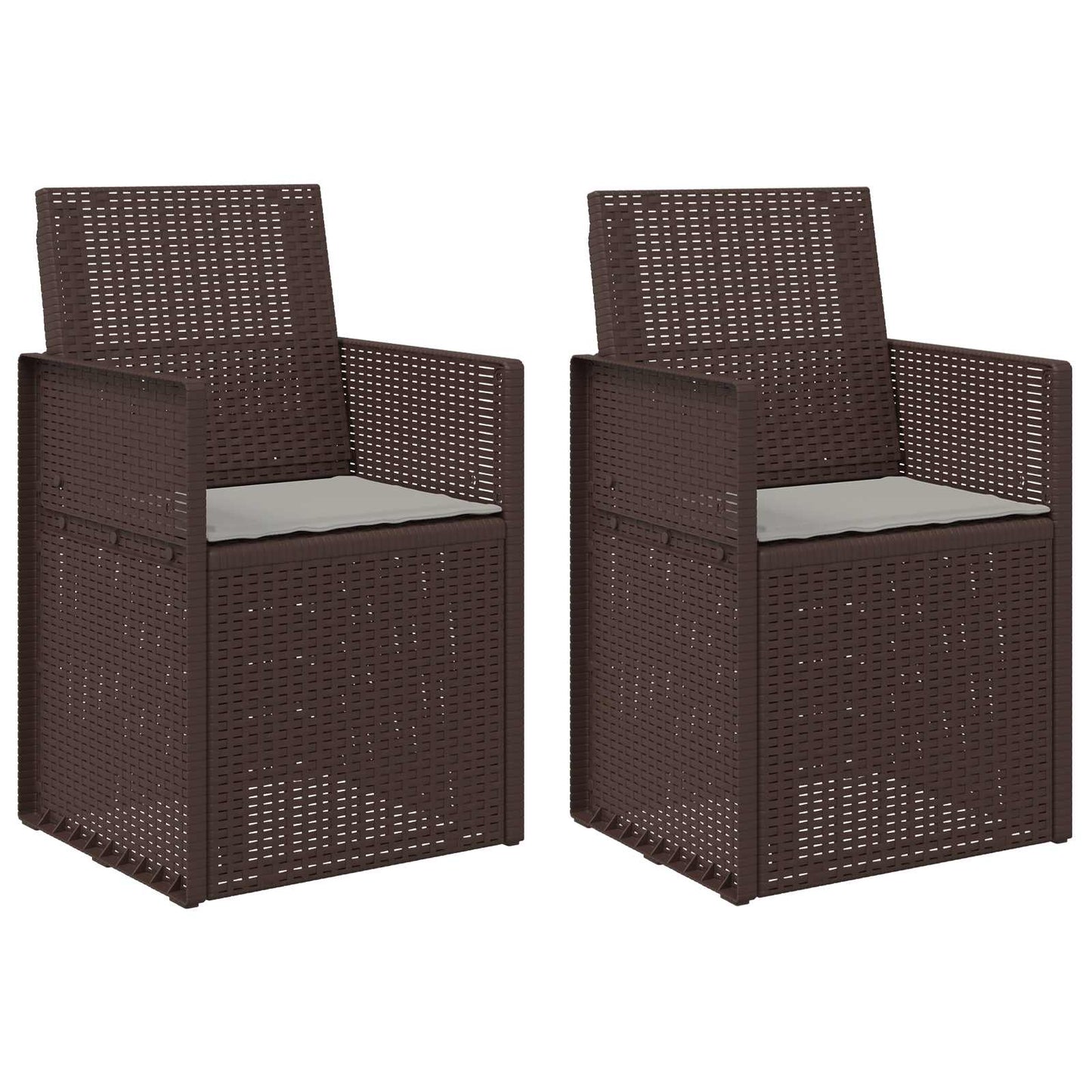 vidaXL Καρέκλες Εστιατορίου Κήπου 2 pcs Καφέ και Ανοιχτό Γκρι PP