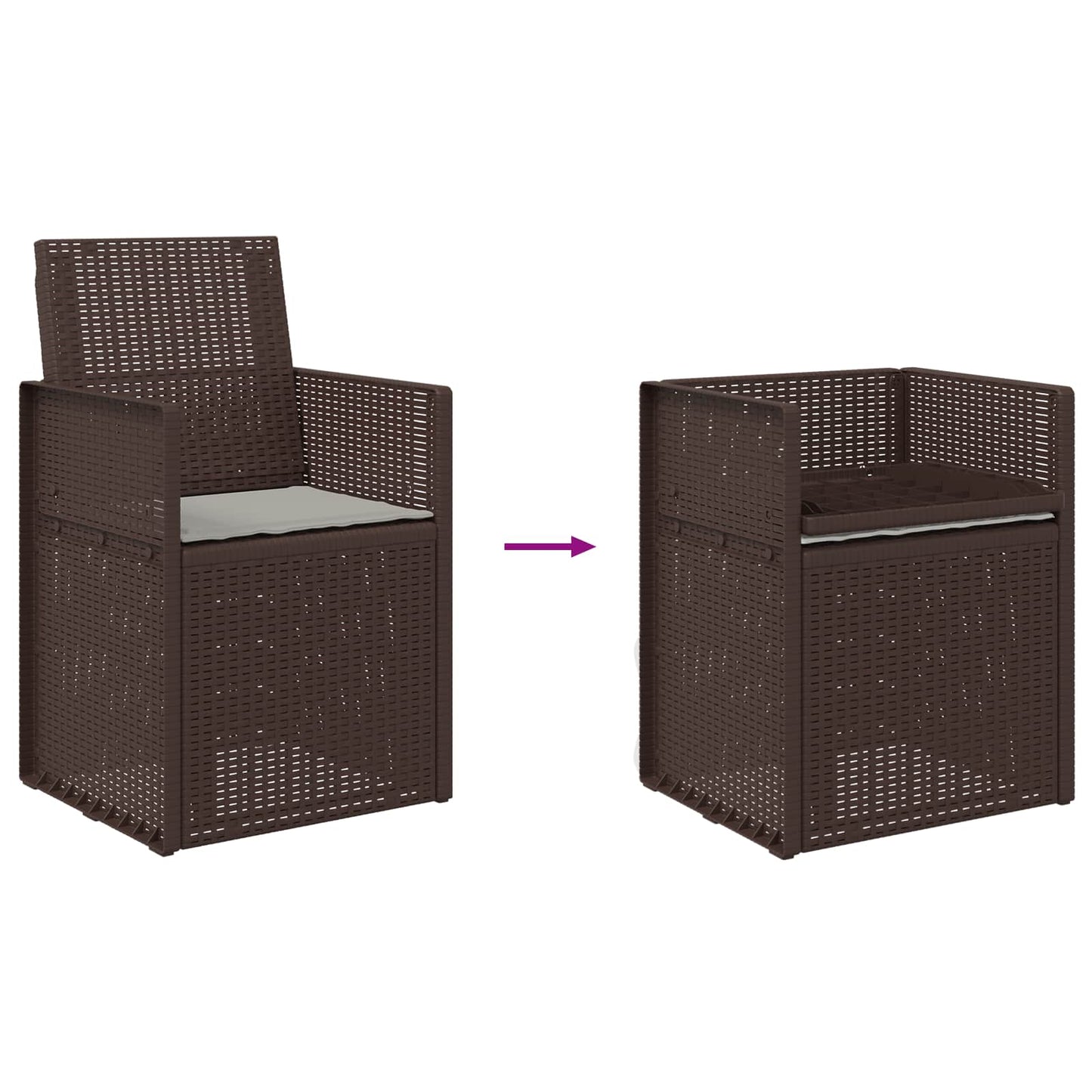 vidaXL Καρέκλες Εστιατορίου Κήπου 2 pcs Καφέ και Ανοιχτό Γκρι PP