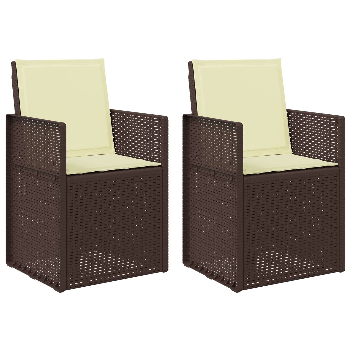 vidaXL Καρέκλες Εστιατορίου Κήπου 2 pcs Καφέ και Κρεμ PP