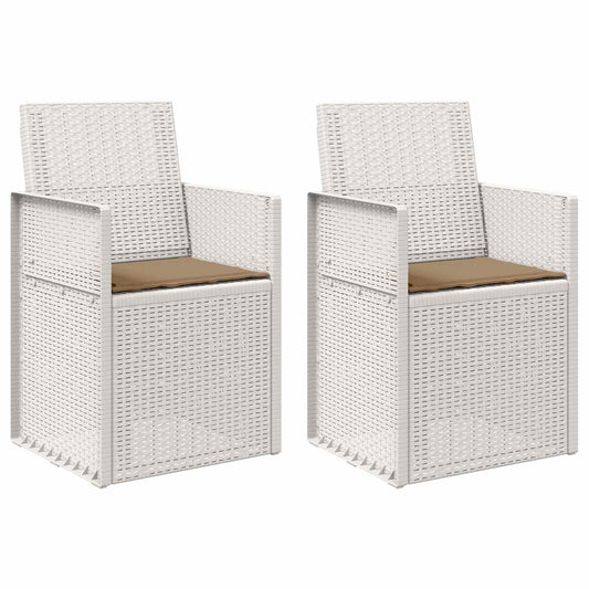 vidaXL Καρέκλες Εστιατορίου Κήπου 2 pcs Λευκό και Taupe PP