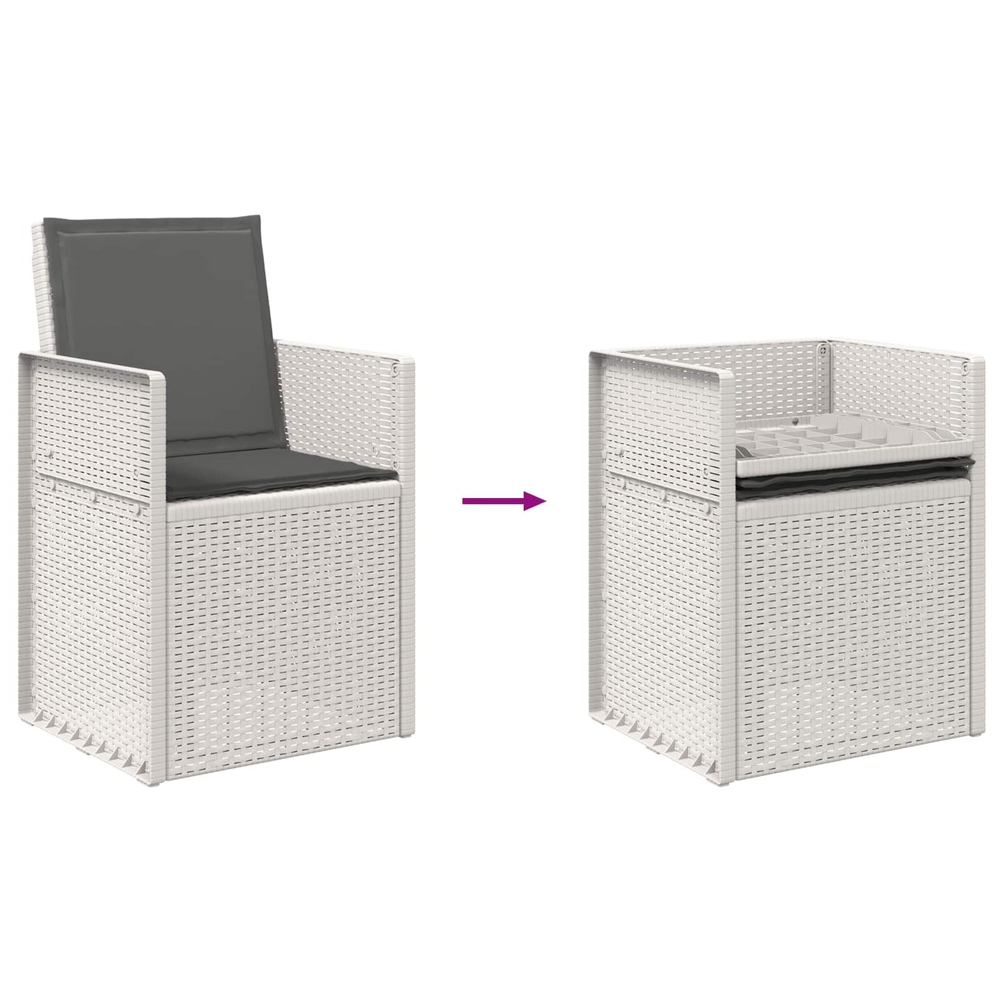vidaXL Καρέκλες Εστιατορίου Κήπου 2 pcs Άσπρο και Ανθρακί PP