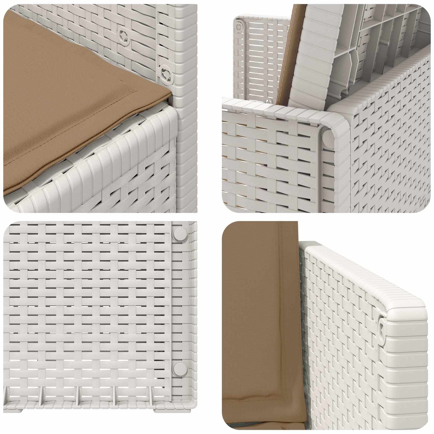 vidaXL Καρέκλες Εστιατορίου Κήπου 2 pcs Λευκό και Taupe PP