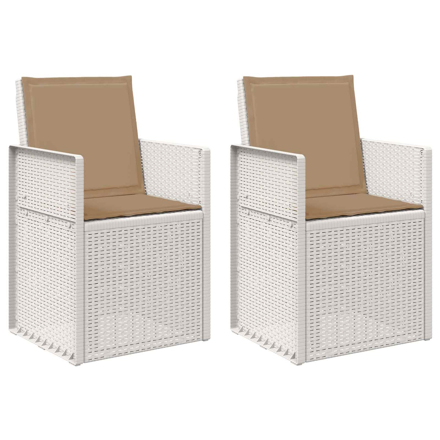 vidaXL Καρέκλες Εστιατορίου Κήπου 2 pcs Λευκό και Taupe PP