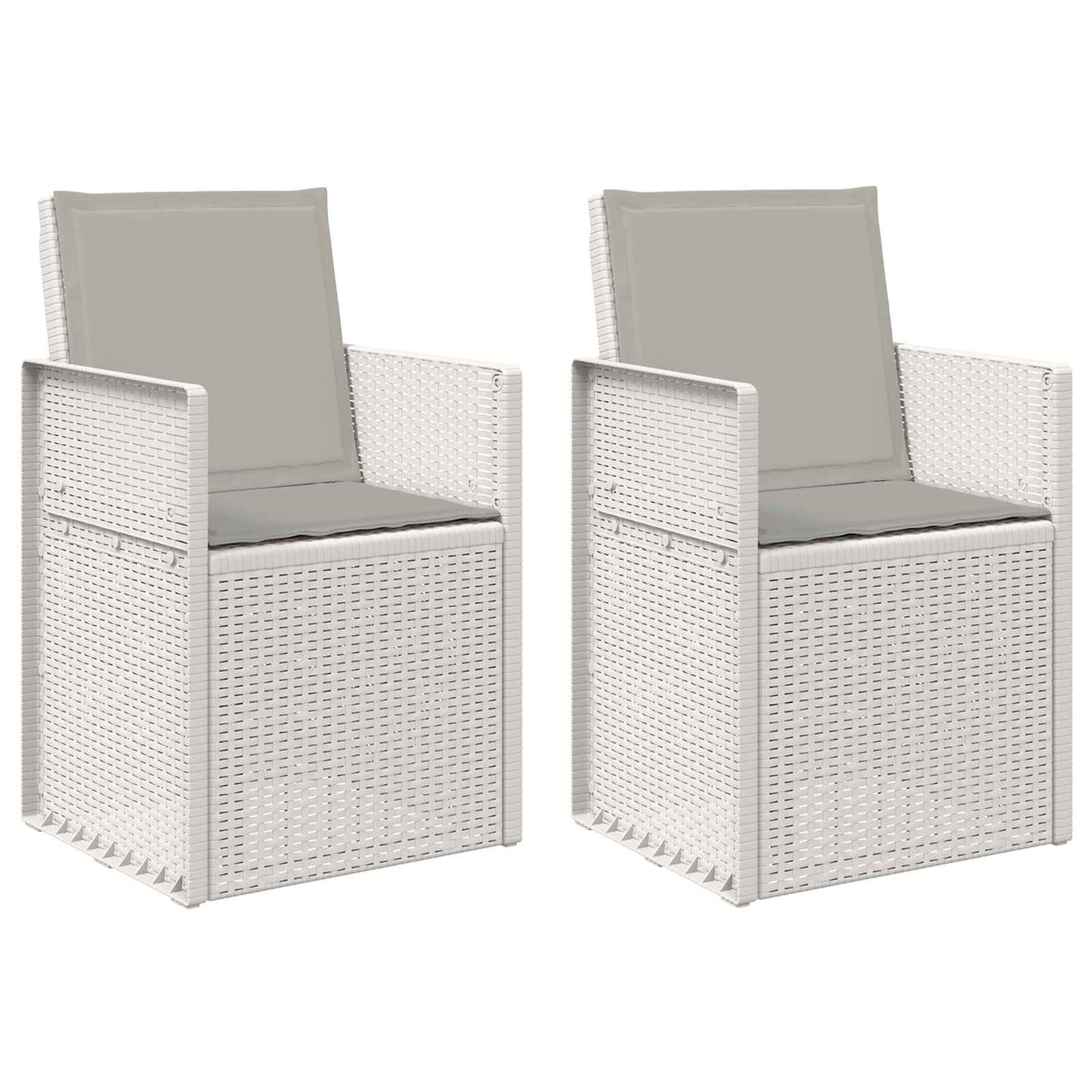 vidaXL Καρέκλες Εστιατορίου Κήπου 2 pcs Λευκό και Ανοιχτό Γκρι PP