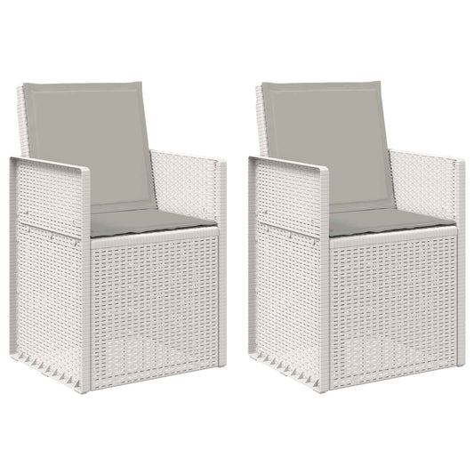 vidaXL Καρέκλες Εστιατορίου Κήπου 2 pcs Λευκό και Ανοιχτό Γκρι PP