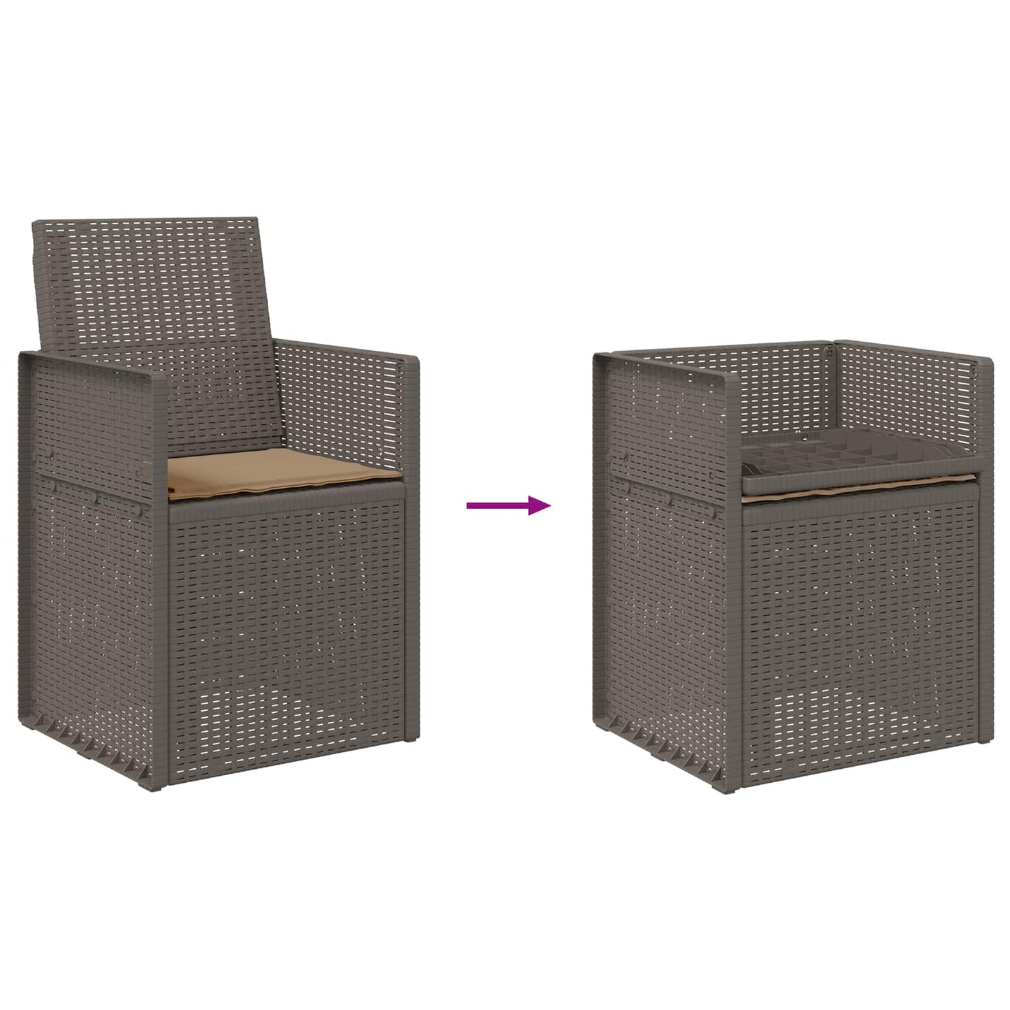vidaXL Καρέκλες Εστιατορίου Κήπου 2 pcs Ανοιχτό γκρι και ταουπά PP