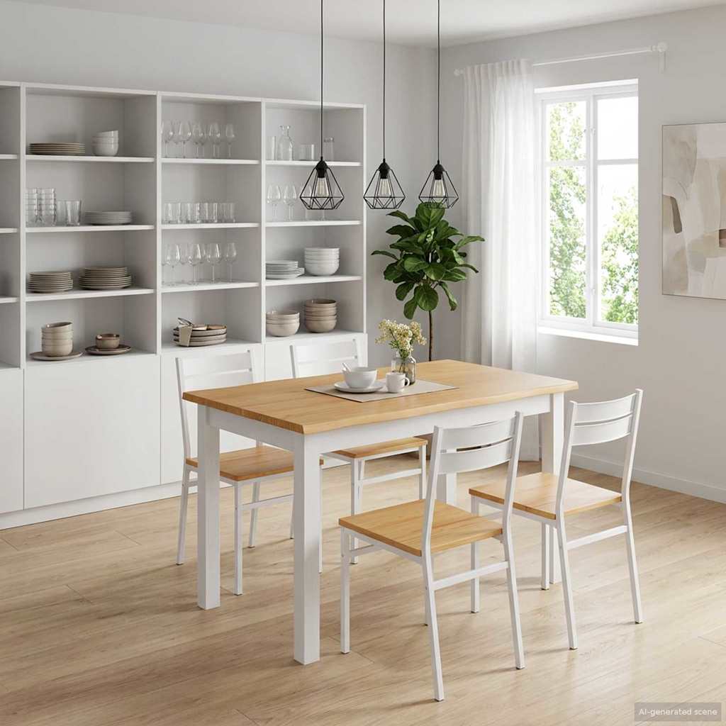 VidaXL Τραπεζαρία EKAI Λευκό 112 x 70 x 76,5 εκ Μασίφ Ξύλο Πεύκου
