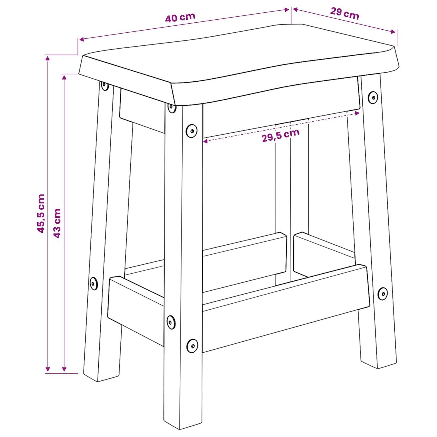 VidaXL Μπαρ σκαμπό EKAI 2 pcs Λευκό 40 x 29 x 45,5 εκ