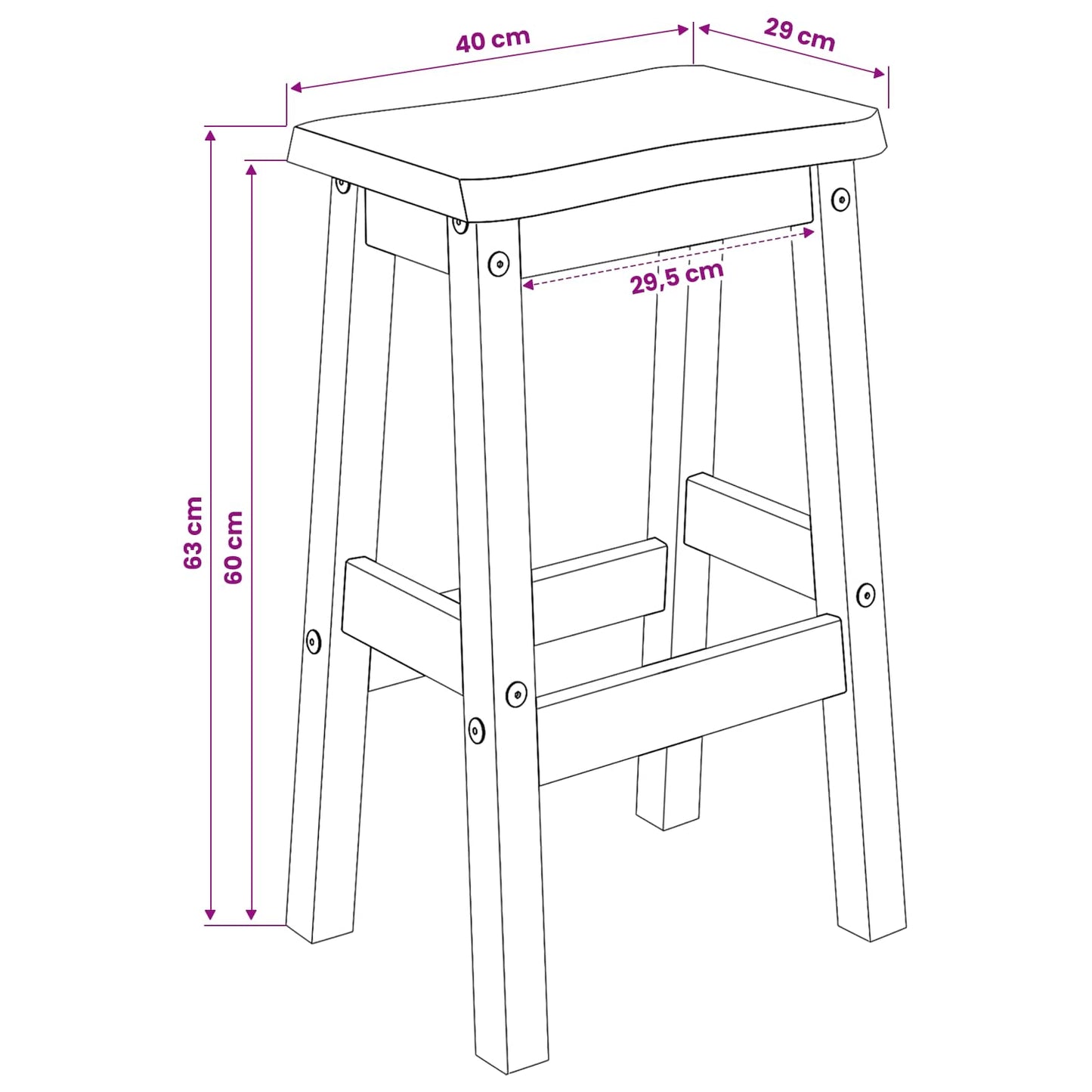 VidaXL Υψηλό Μπαρ Σκαμπό EKAI 2 pcs Λευκό 40 x 29 x 63 εκ.