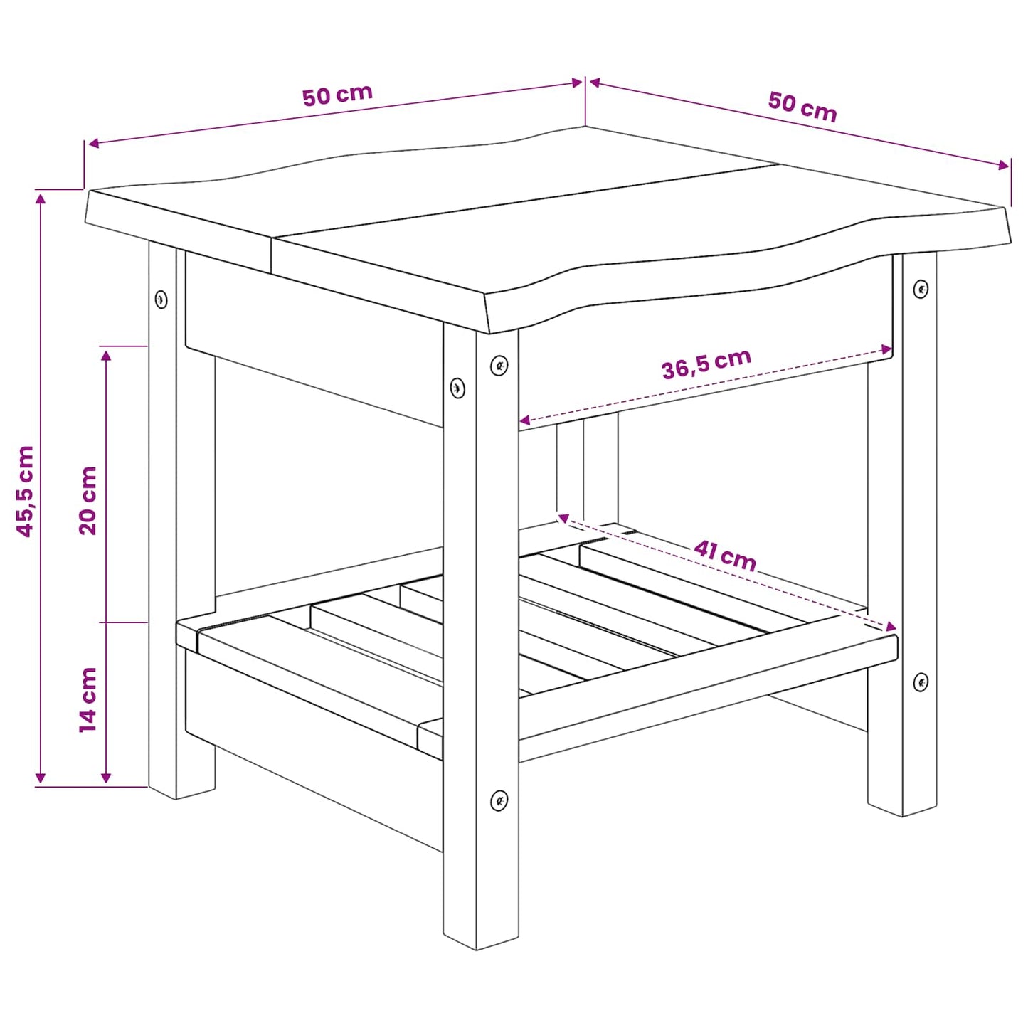 VidaXL Τραπεζάκι Πλευράς με ράφι EKAI Λευκό 50 x 50 x 45,5 εκ.