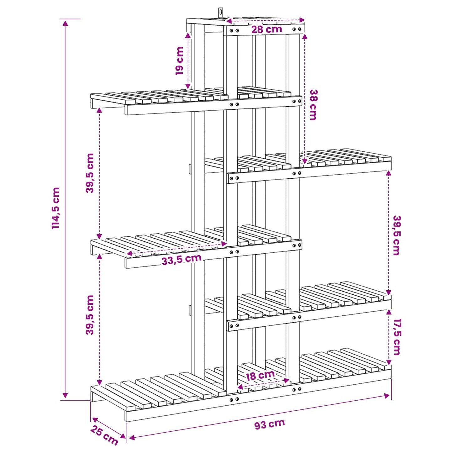 vidaXL Βάση φυτών Λευκό 93 x 25 x 114,5 εκ. Στερεό Ξύλο Ακακίας